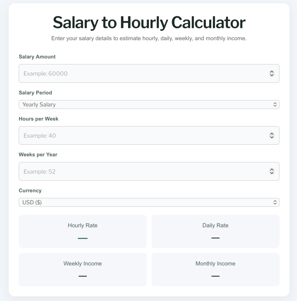 Money Signals Salary to Hourly Calculator