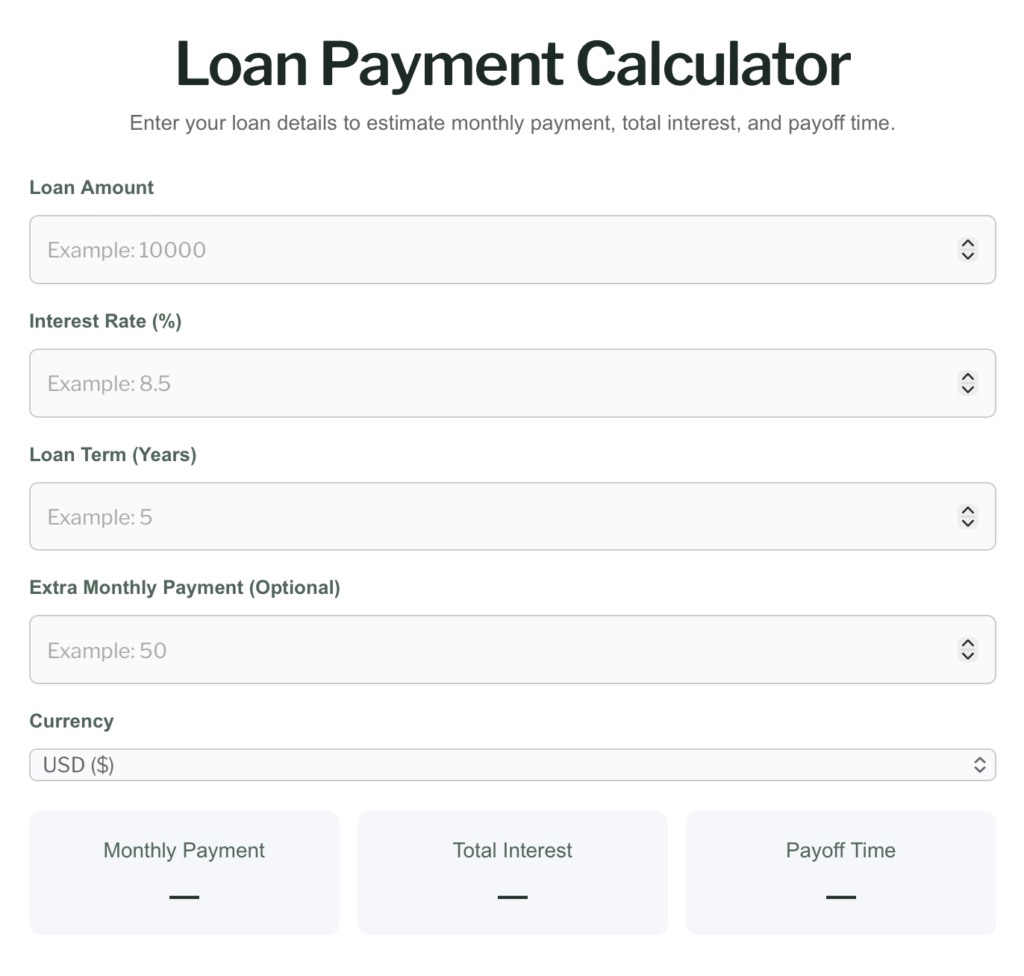 Money Signals Loan Payment Calculator