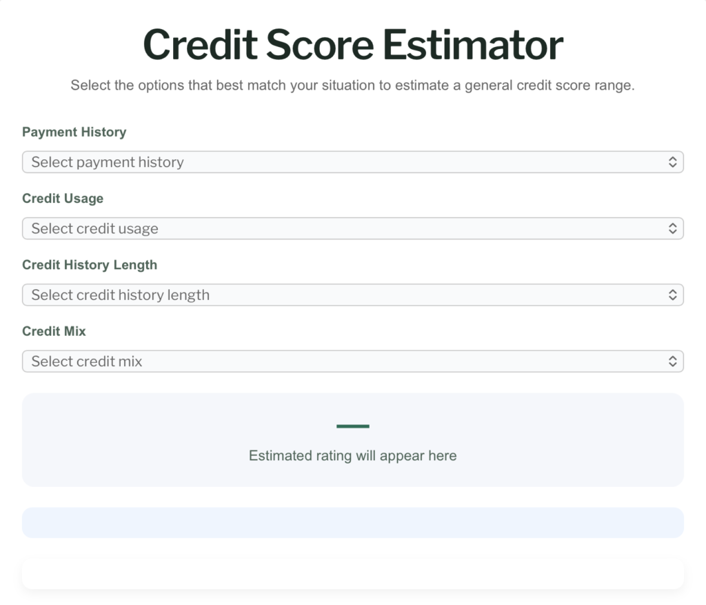 Money Signals Credit Score Estimator